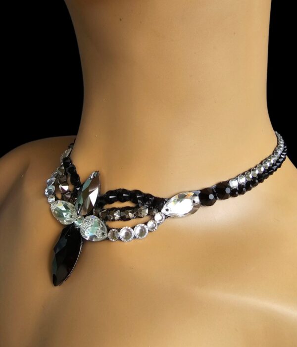 Stasia Ballroom Dance Necklace Crystals Clear/Jet/Hematite (luxe) - Image 2