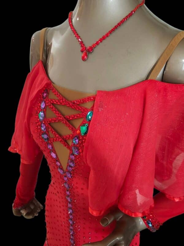 Julia Ballroom/Smooth Dance Dress. Crystals Lt. Siam/Emerald (luxe) - Image 2